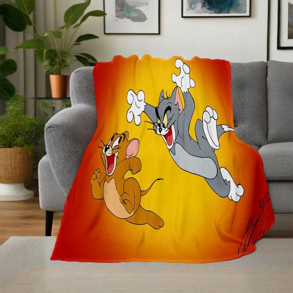 Tom & Jerry Kinder Cartoon Poster Wandkunst DekorationDecke Flanell Überwurfdecke für Sofa, Bett, Reisen, Camping, Büro