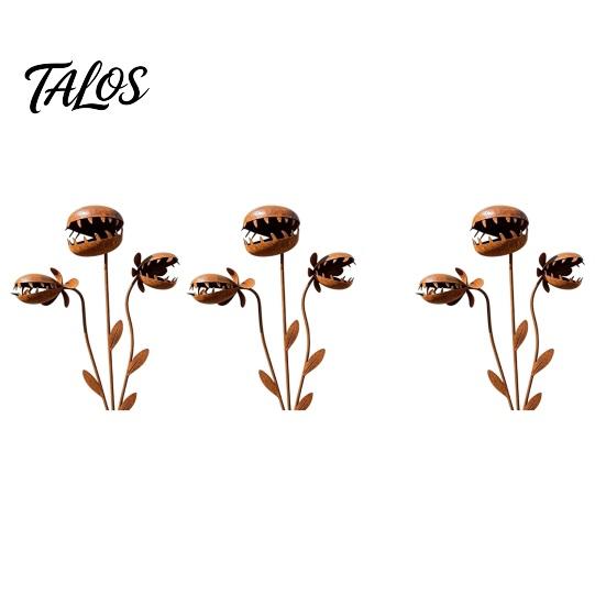 Rusty Garden Stake Carnivorous Plant Stake, Metal Venus Flytrap Sculpture, Sculpture Monstrous Ornament for Yard Flower Bed Lawn Rust-colored Decor