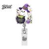 Pumpkin Badge Holder Halloween Retractable Reel Ghost Black Cat And Design Cute Reel 360 Degree Rotating Acrylic ID for Nurses Office Staff