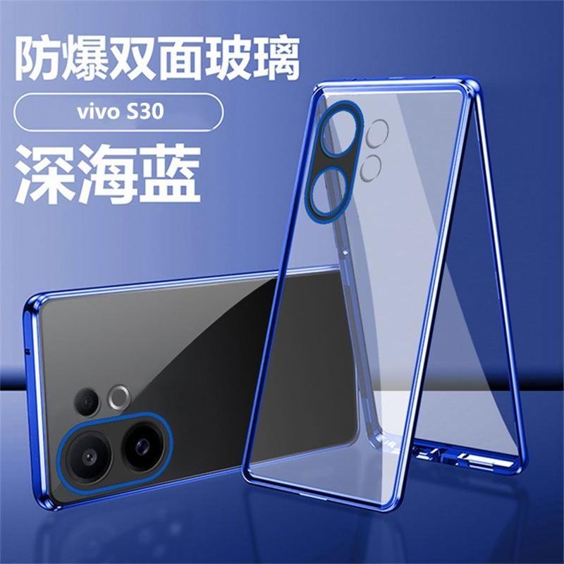 360 Full Case For Vivo V60 5G Case Double Sided Magnetic Adsorption Metal Capa Tempering Glass Protect Cover