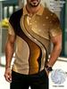 Men'S Outdoor Polo Shirt, Mixed Color, Multiple Specifications Available, Polyester Material, Abstract Golden Brown Wave Design, Luxurious Modern
