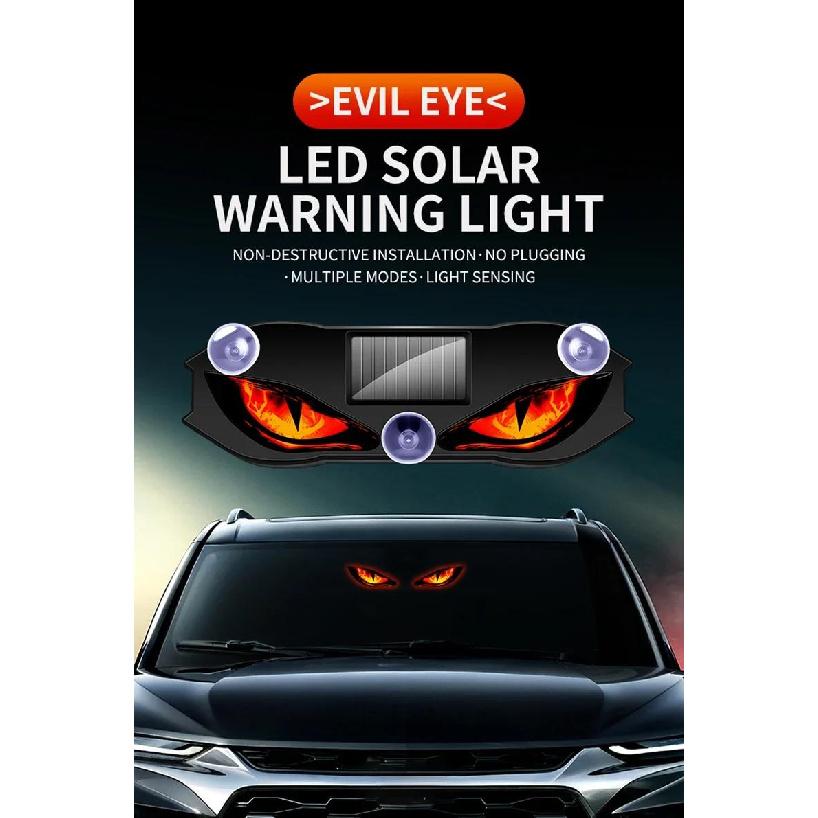 Solar Power Car Demon Eye Light Cool Flashing Warning Light Dynamic Safety Vehicle Signal Lights Car Wireless Decorative Light Neon Lights 4