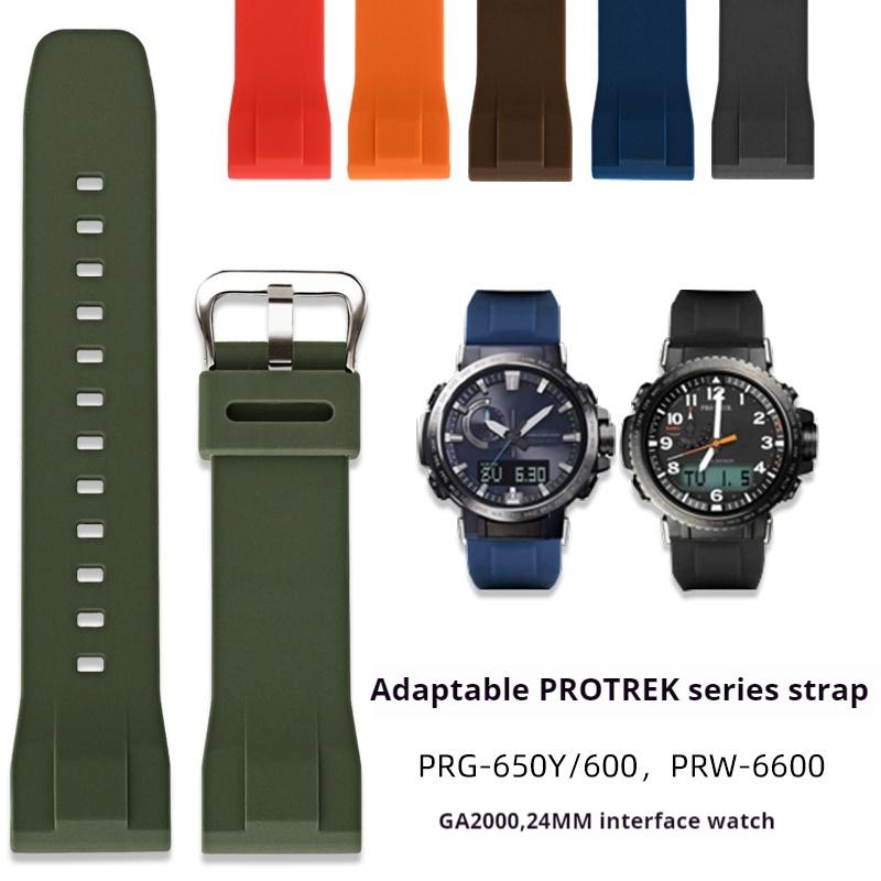 Cinturino in Silicone ad Alta Resistenza per Casio Serie PROTREK PRG-650Y/600 PRW-6600 GA-2000 Uomo Sportivo Impermeabile Cinturino Braccialetto 24mm
