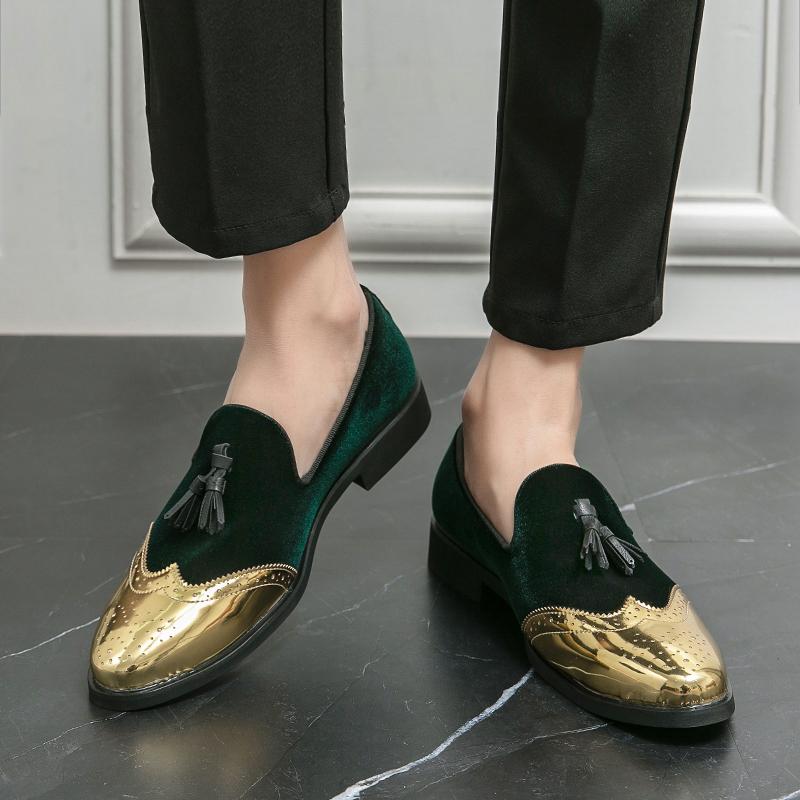 Hochwertige Slipper Grüne Loafer Herren Quaste Weiches Leder Mokassin Flats Walking Herrenschuhe Freizeitschuhe Nubuklederschuhe