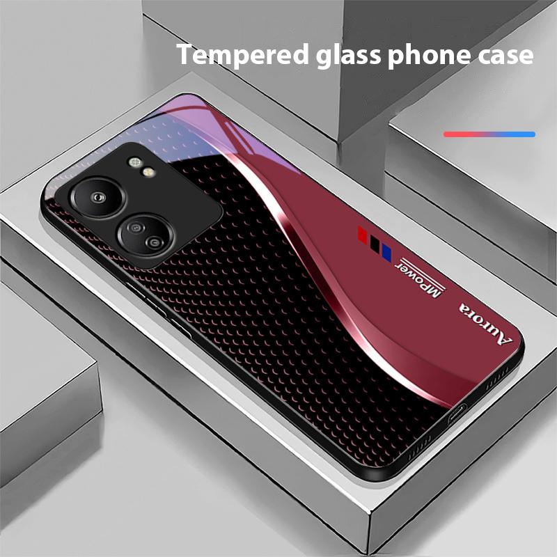 Creative Curve Double For Xiaomi Redmi 13C Note13 12 Pro Plus 5G Note 9 13T Pro POCO X6 F5 F6 Black Tempered Glass Phone Case