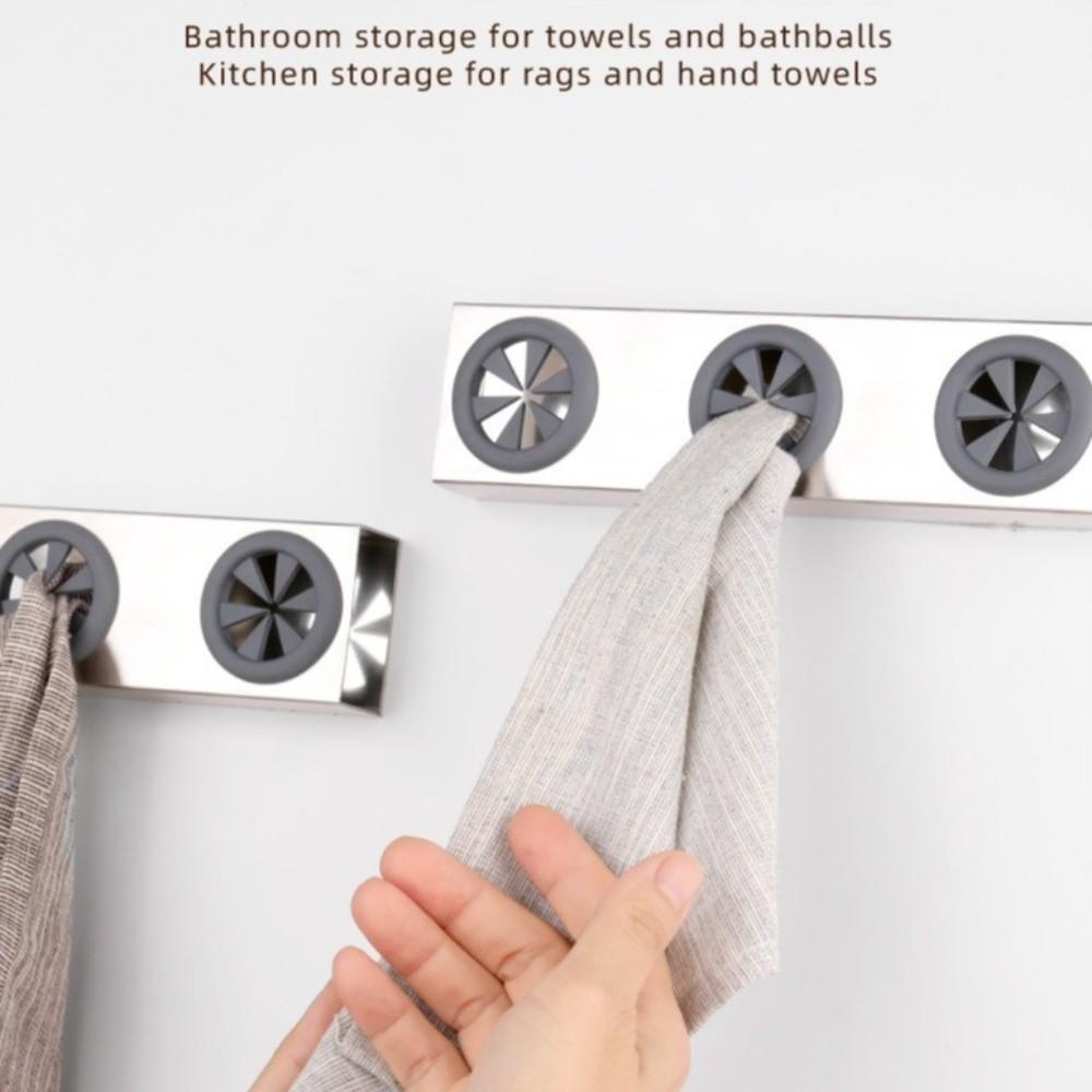 Self Adhesive Towel Rack Wall Mounted Space Saving Dishcloth Clip Multi-Purpose Kitchen Household Hook Bathroom Organizers