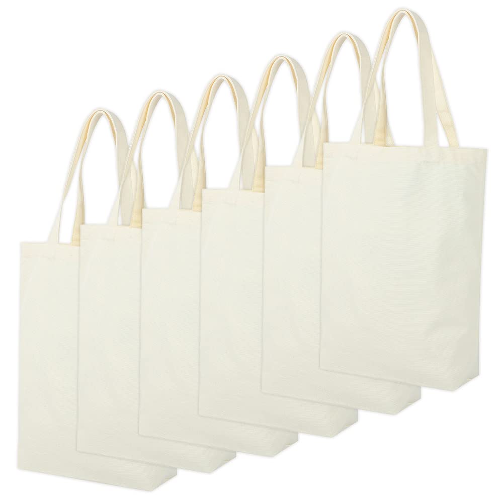 

Nanairo-kan Canvas Fabric Tote Bag 6-Piece Set Plain Shoulder Cotton Canvas Handheld Embroidery Paint DIY B4 with Gusset