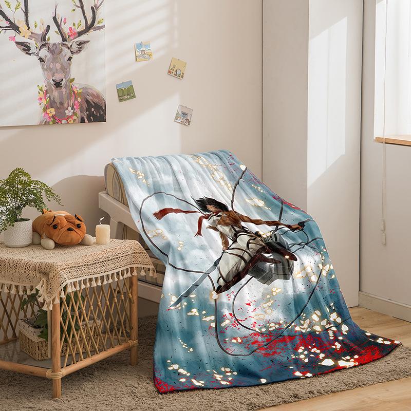 Cartoon Attack On Giant Series Double Sided Flannel 3D Digital Printing Blanket Cover