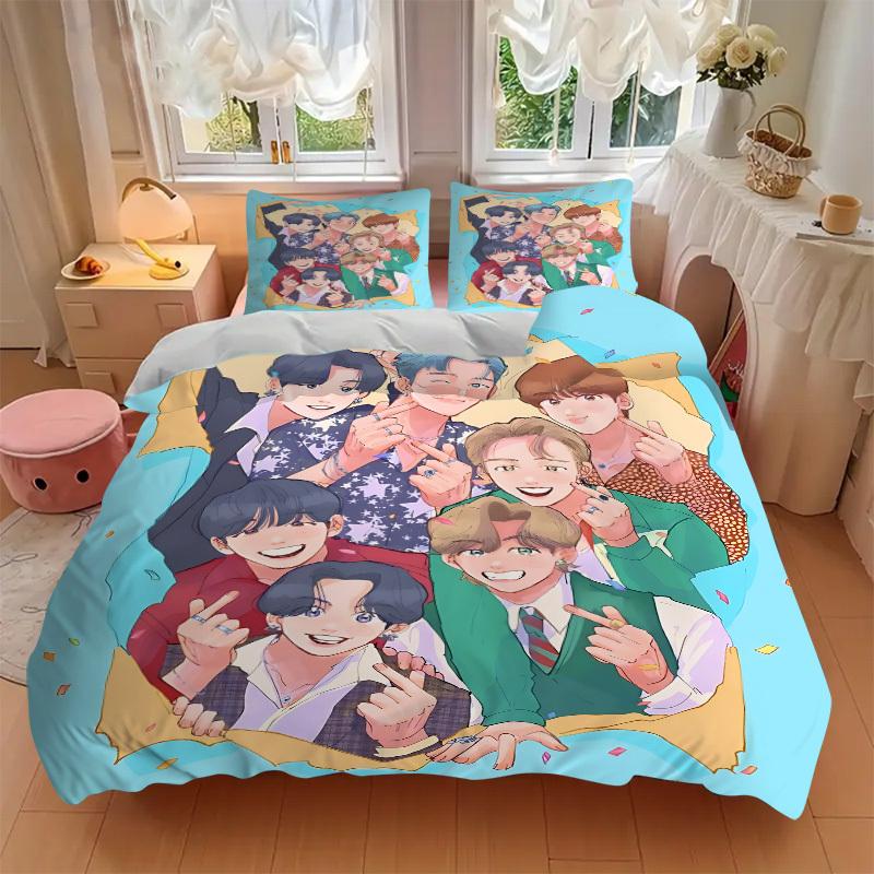 3pcs BTS, K-Pop Merchandise Bedding Set: Perfect for Bedroom or Guest Room. Soft and Comfortable with No Core Included yy251010142