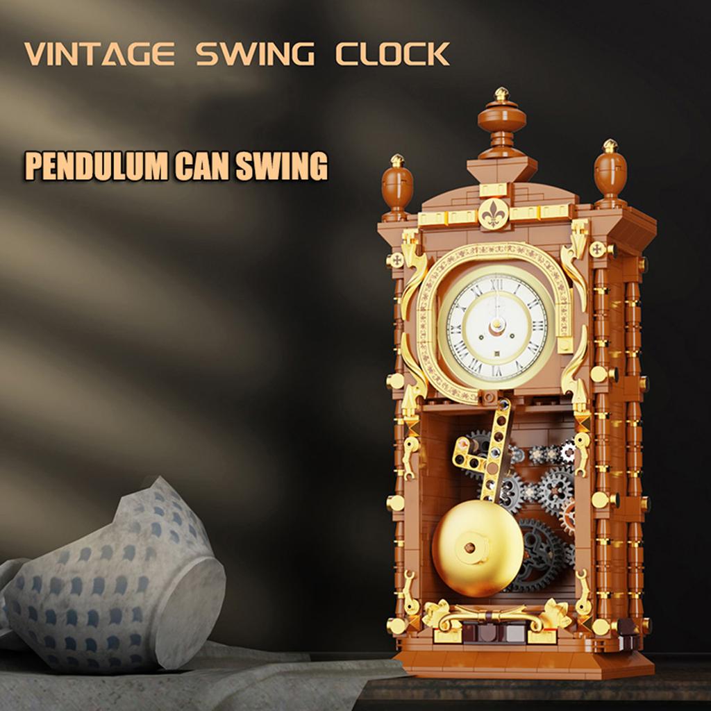 Non-Toxic 751Pcs Vintage Swing Clock Building Block Toys Set 3D Puzzle Model With Alarm Function Creative Desk Decor Christmas Gifts