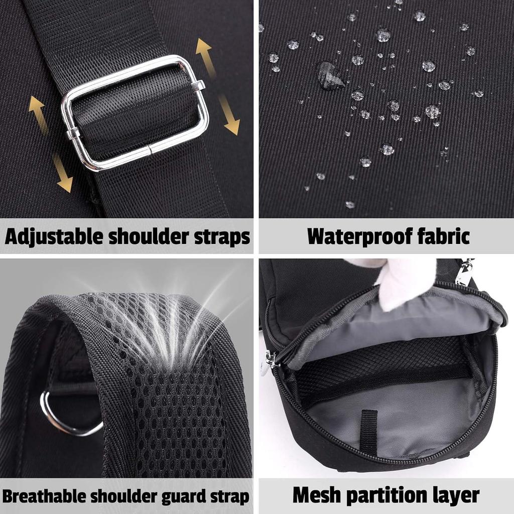 Anti-Theft Sling Bag, Crossbody Bag with Zipper Lockable & RFID Blocking
