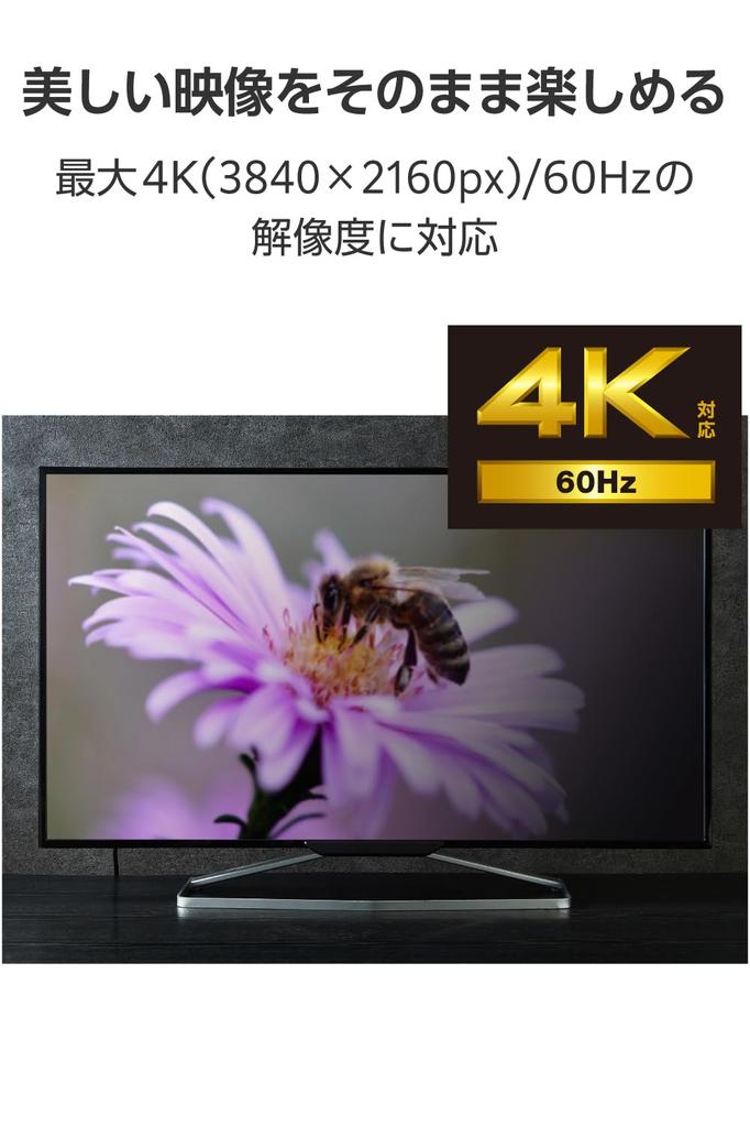 Elecom Konverze na HDMI Kompatibilní s Google a USB-C kabelem, 2m, Zrcadlení více displejů 4K/60Hz, iPhone, Pixel, Xperia, Galaxy, iPad, Surface,