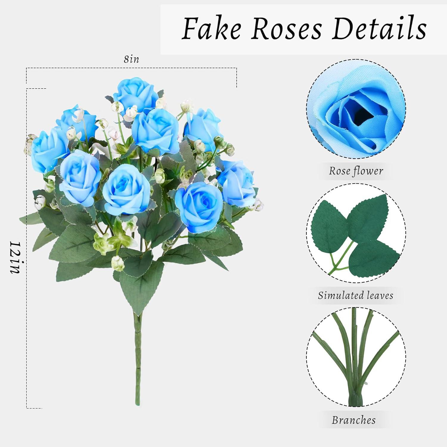 

1Pcs Rose Artificial Flowers Bouquet 32CM Silk Fake Flowers for Home Decor Garden Wedding Decoration Vase Flower Arrangement синій