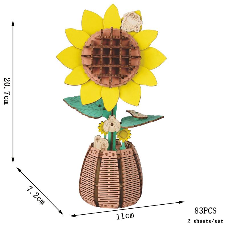 

3D Деревянный Пазл Бабочка Цветок Подсолнух Лилия Сделай Сам Ручная Работа Сборная Модель Игрушки Для Детей Детская Комната Домашний Декор Подарок