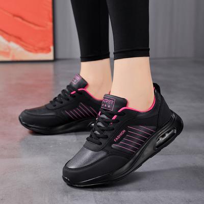 Autumn and Winter Leather Surface Large Size Air Cushion Sports Shoes Women's Shoes Casual Shoes Female Students Running Shoes Travel Shoes