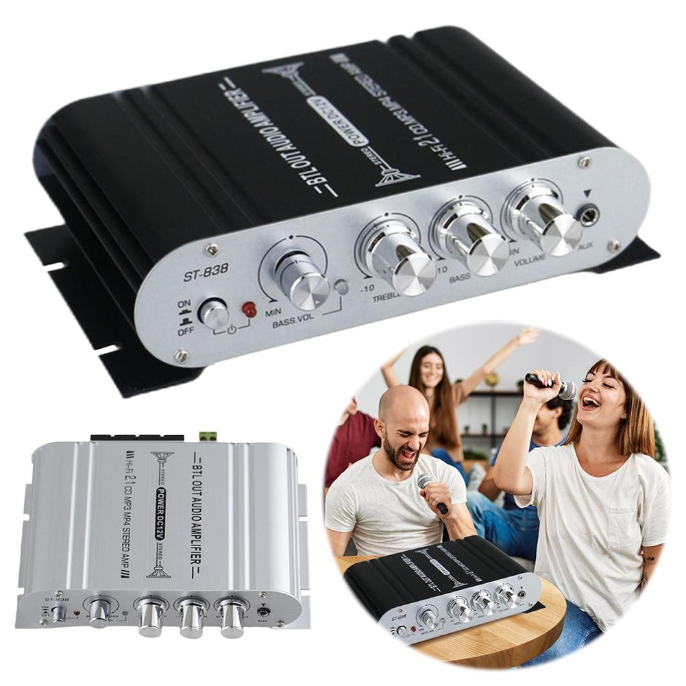 2.1 Channel HiFi Audio Amplifier with Subwoofer Output Stereo Bass Sound Amplifier 20Wx2+40W 12V for Home Car Meeting Theater