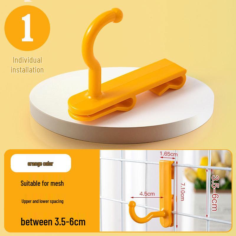 Nail-Free Grid Panel Hook for Wire Mesh Shelves - No-Drill Wall Storage Hooks for Kindergarten Display
