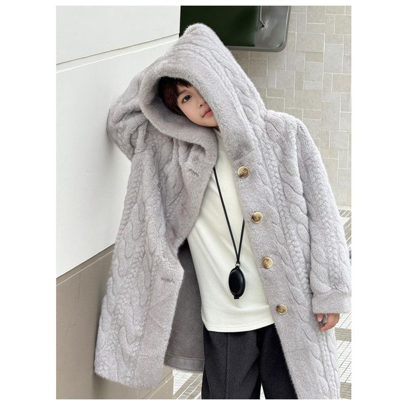 Dívčí kožich Dětský zahuštěný norkový sametový ekologický kožich Dětský zimní kabát