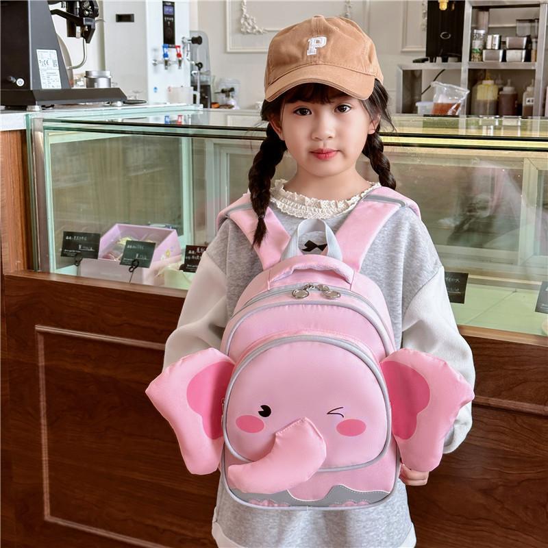 Cute Lightweight Elephant Children's Backpack For Boys And Girls Ages 3 To 6 In Blue Grey Pink And Green