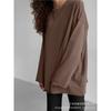 Womens Loose Fit Long Sleeve Cotton T-Shirt With Handcrafted Distressed Detail 2026 Casual Top