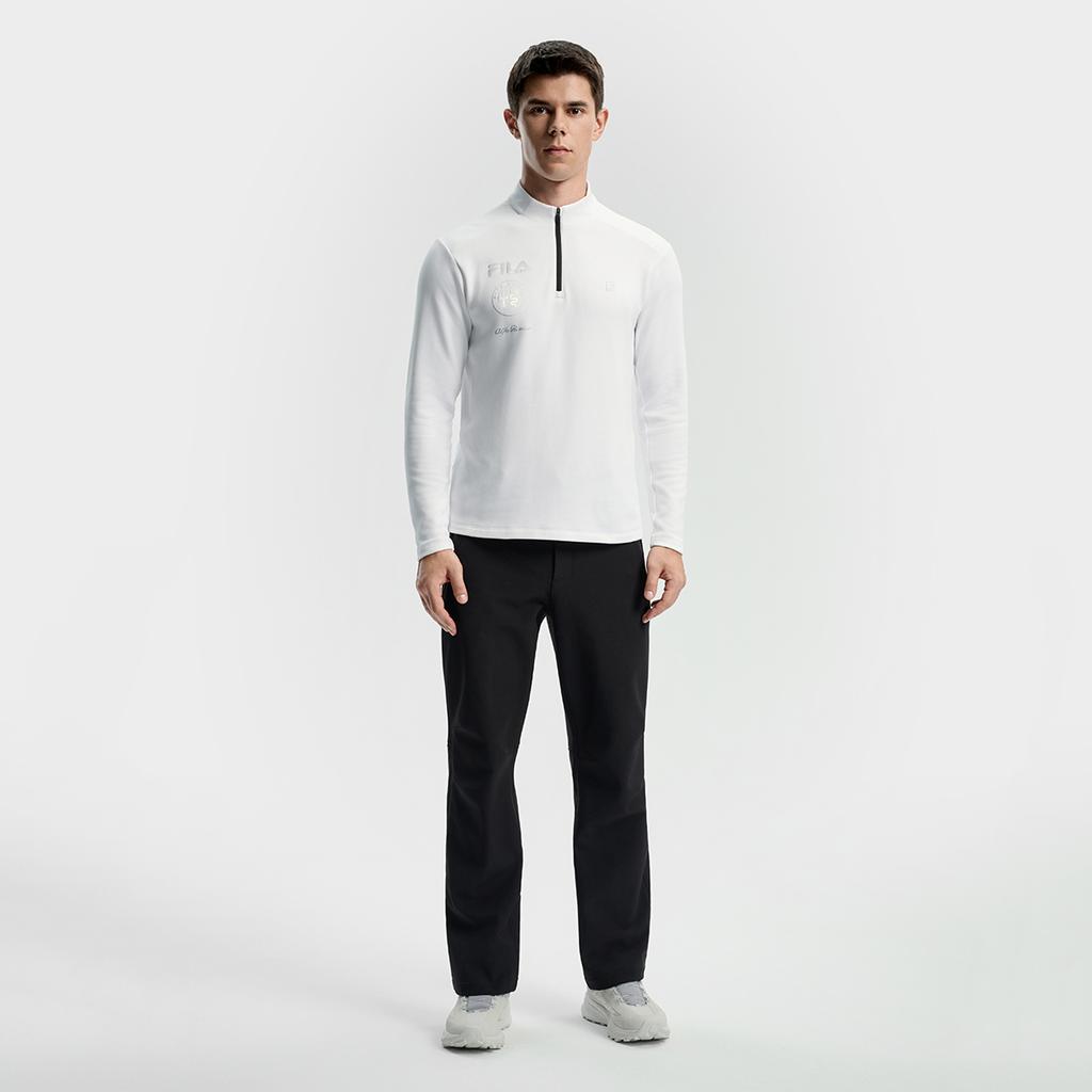 Fila Ski Series Fashionable Casual Sports Comfortable Fleece Warm Knitted Long Sleeve T-Shirt Men Tops Jade-White A11M546204FWT
