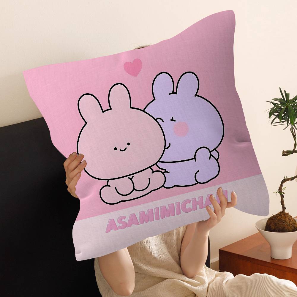 Cartoon Asamimichaan Asleep Cute Asamimi Office Cushion Pillowcase Car Cushion CoverXCM Lumbar Pillowcase Sofa Pillowcover