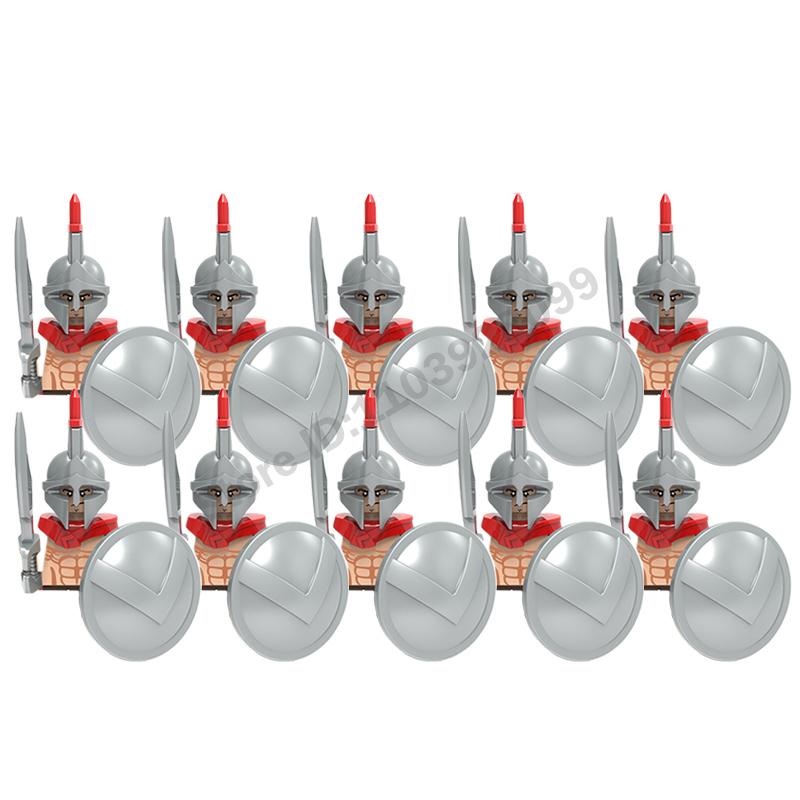 Mittelalterliche Actionfiguren Baustein Burg Miliz Tempelritter Römischer Infanteriesoldat Kreuzritter Spartaner Krieger Ziegelstein