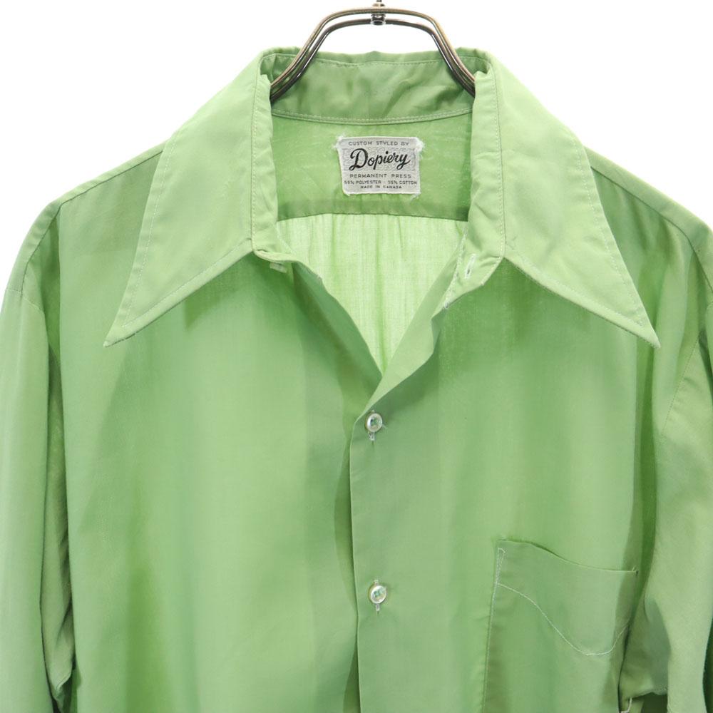 DOPIERY 70s Vintage Made In Canada Long Sleeve Shirt Green System Men's Used