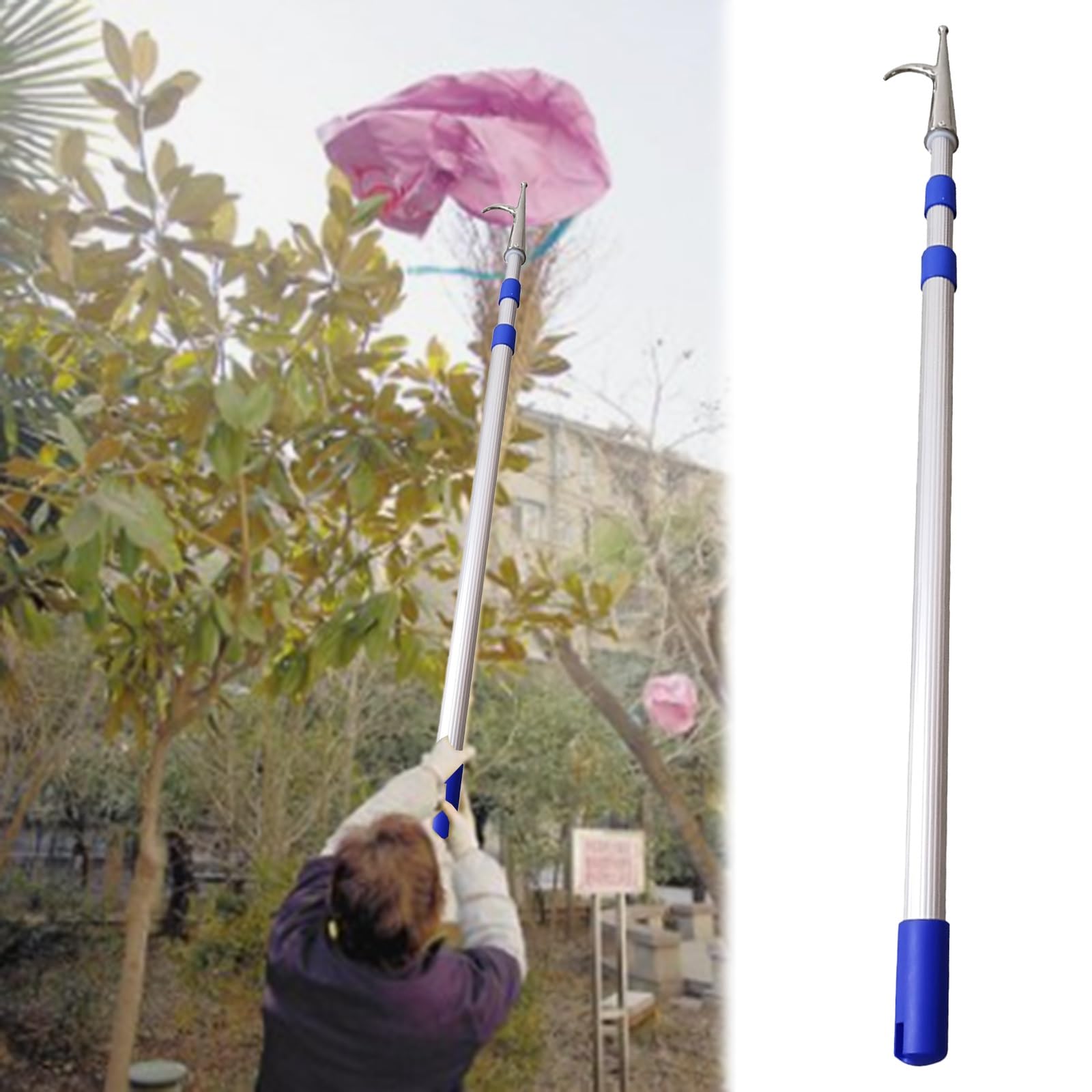 

Aluminum Telescopic Boat Hook Multi-purpose Docking Pole For Boat Mooring Line Hanging Lights, 2 5m (16 5inch)