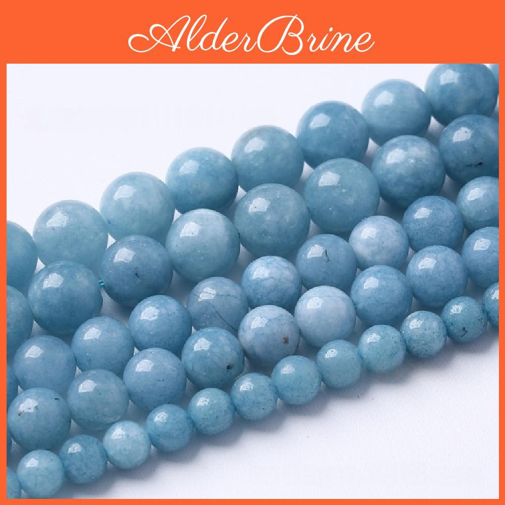 Chalcedony Natural Jades Smog Blue Stone 15" Smooth Loose Spacer Beads 4681012mm For Jewelry Making Diy Bracelets Charms Accessories