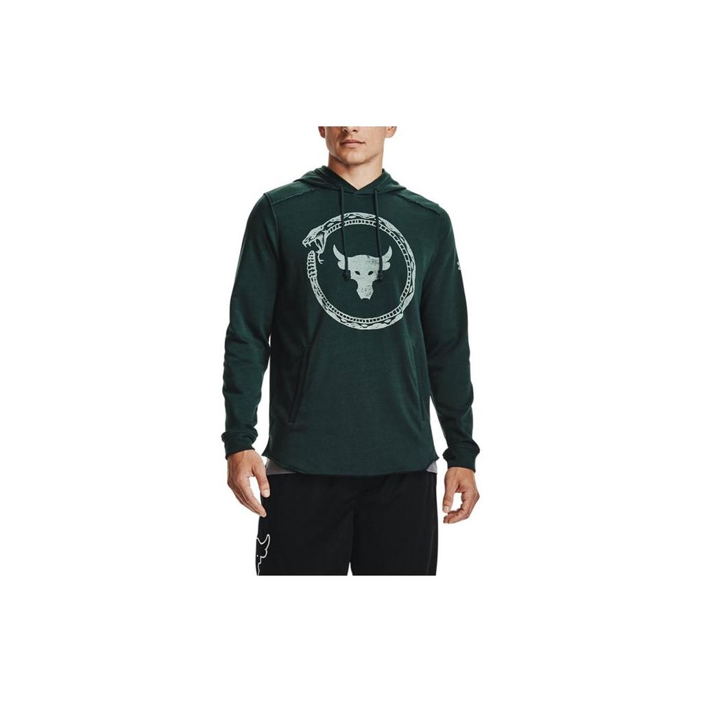 Under Armour Project Rock Johnson Logo Print Trainingshoodie Heren Hoodies Groen 1361747-384