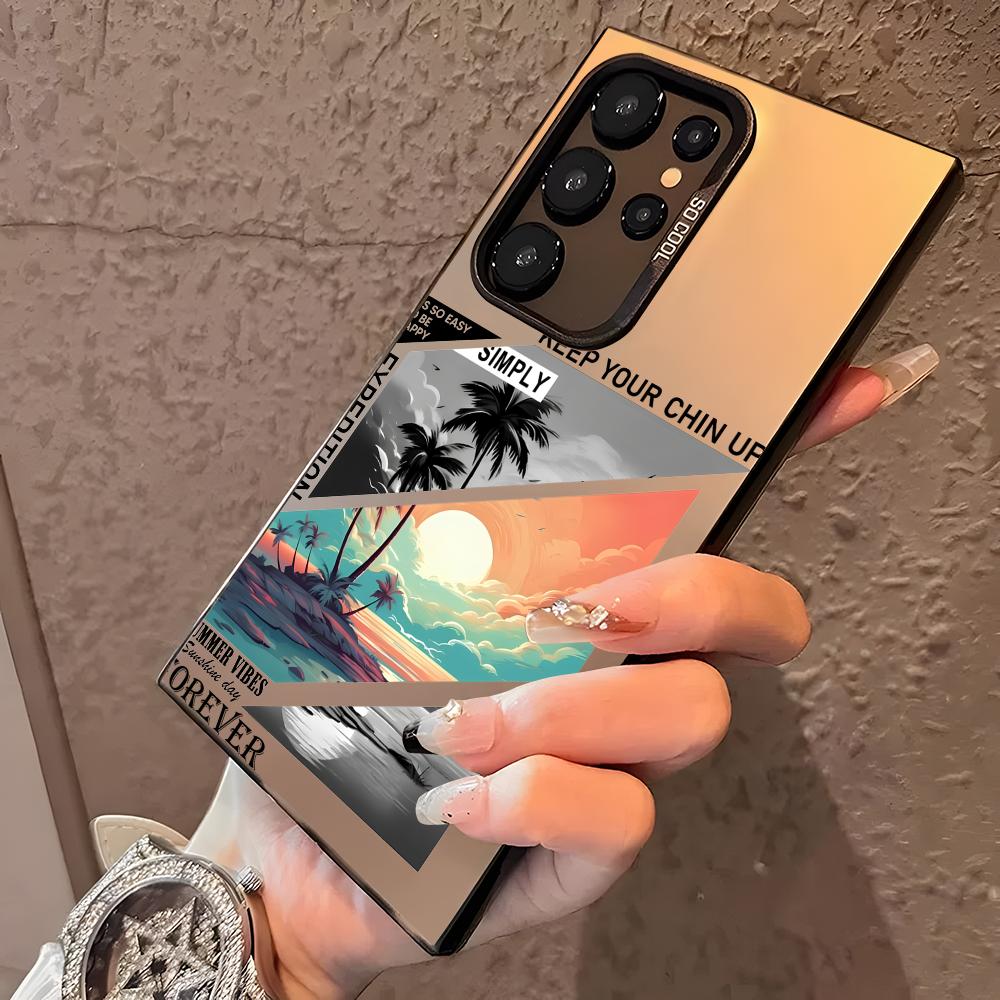 Fashion Landscape Phone Case For Samsung Galaxy S25 Edge S24 S23 S22 S21 S20 Ultra Funda Silicone Silver Cover