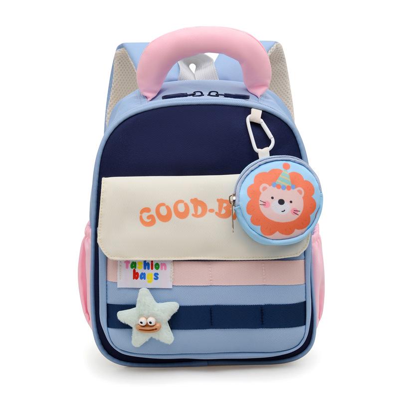 

Color-Block Lightweight Spine-Protecting Cartoon Backpack for Girls небесно-голубой