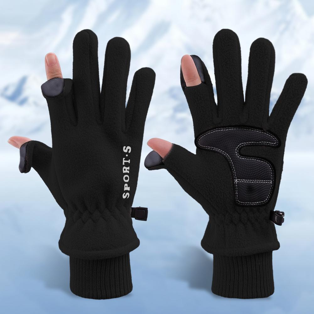 

Winter Gloves Gentlemens Touchscreen Non-Slip Unisex Moisture-Proof Wind Shielding Warm Cycling Cold Gloves Trendy Buckle Athletic Activities Gloves чорний