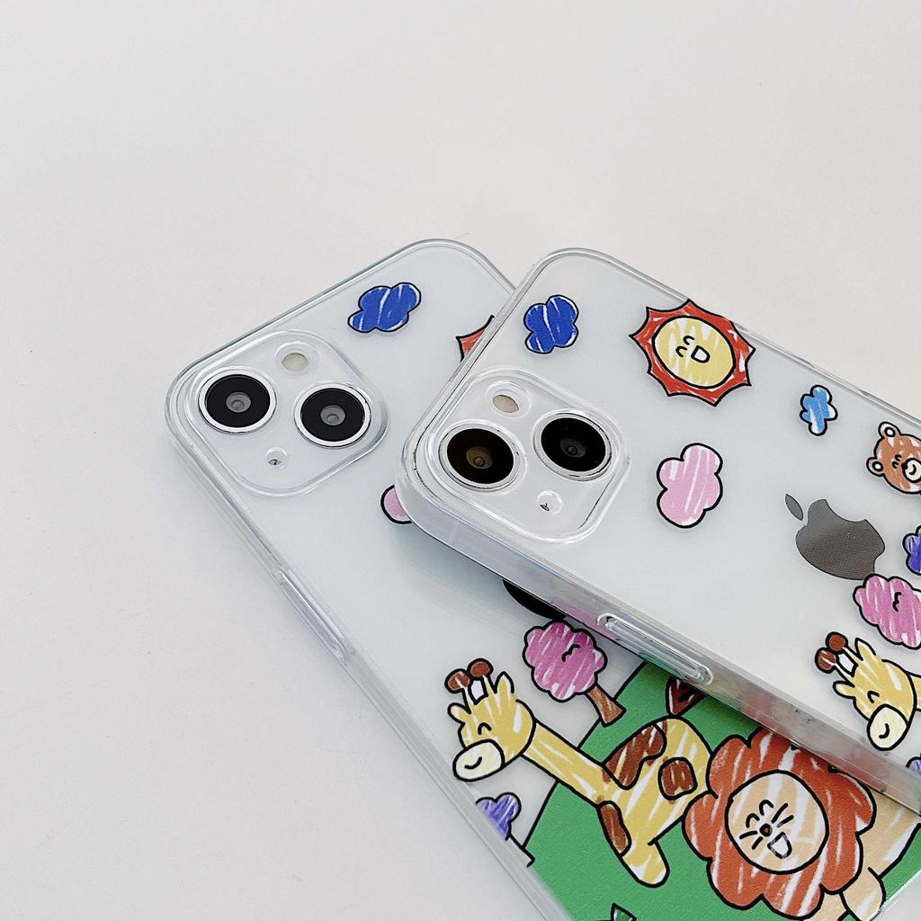 Kreslené Zvířátka Zoo Medvěd Lev Pes Žirafa Roztomilý Obal na Telefon Pro Iphone 14 Pro Max Plus 13 12 11 Promax Xr Xsmax X Měkký Ins Kryt