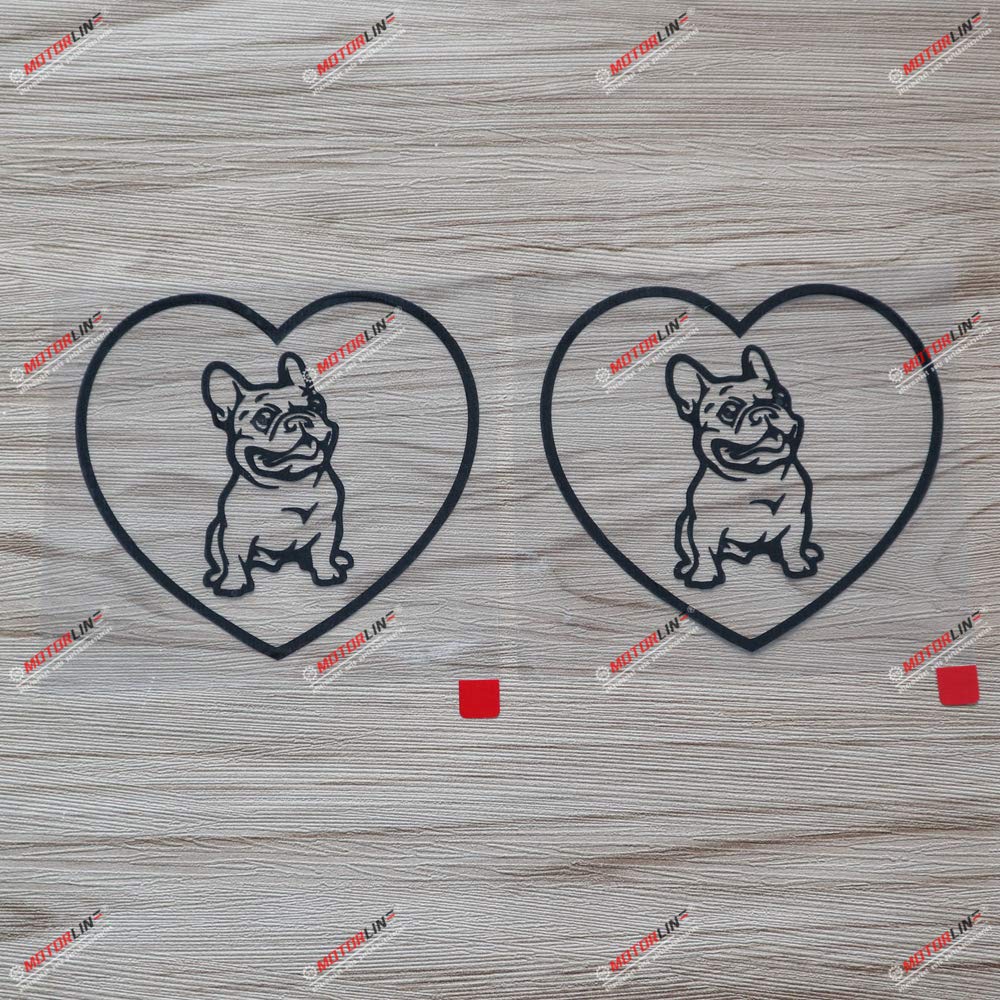 

2X Черный 4 Французский бульдог Любовь Сердце Бульдог Наклейка для Авто Ноутбука Окна Вырезана без фона