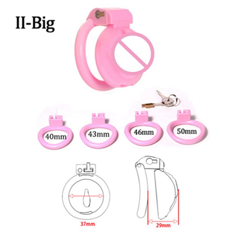 Mini Chastity Lock Male with 4 Sizes Rings and Keys Lightweight Resin Chastity Device Adult Sex Toy BDSM Slave Breathable