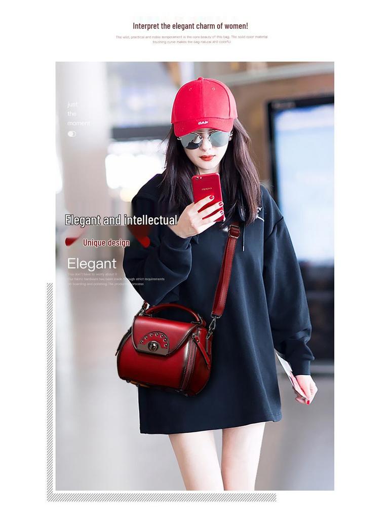 2024 New Genuine Leather Women's Shoulder Bag - Autumn/Winter Stylish Crossbody Bucket Bag