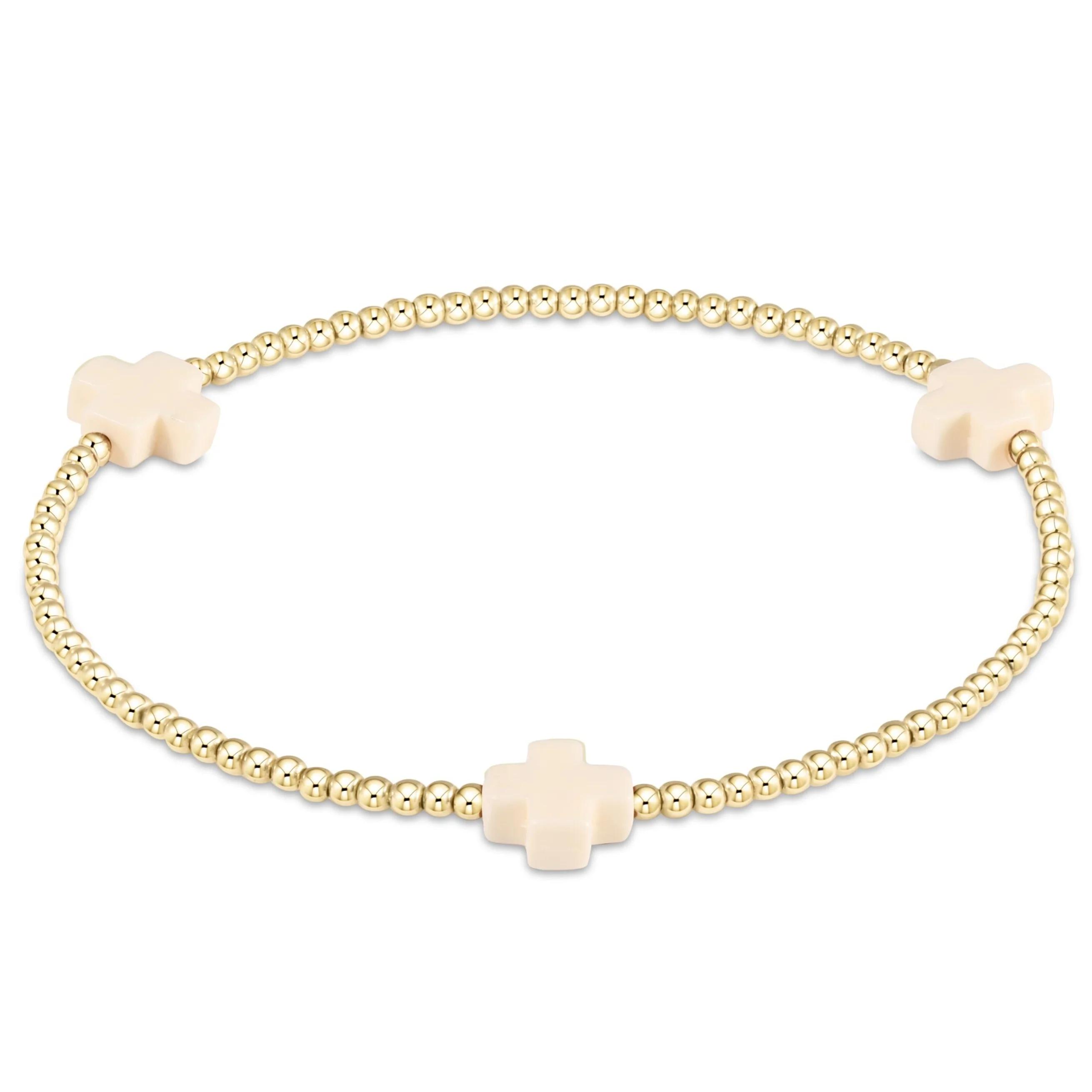 

Vlen Cross Charm Bracelet Stretchy Boho Jewelry 18 K Gold Plated Beads Summer Bracelets for Women Dainty Pulseras Femme