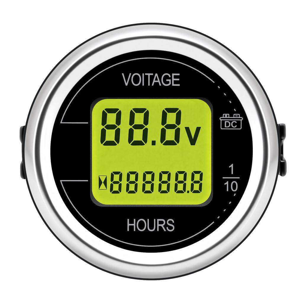 2'' 52MM 2 In 1 Car Voltage + Hour Display Gauge LED Digital Meter Waterproof Voltmeter Round Voltage Meter Volt Detector 12V24V