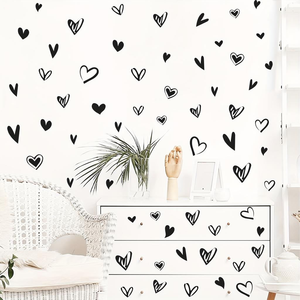 1pc Black Heart Wall Decals - Self-Adhesive Vinyl Heart-Shaped Stickers for Romantic Home Decor for Bedroom, Living Room, or Valentine's Day Wall Art