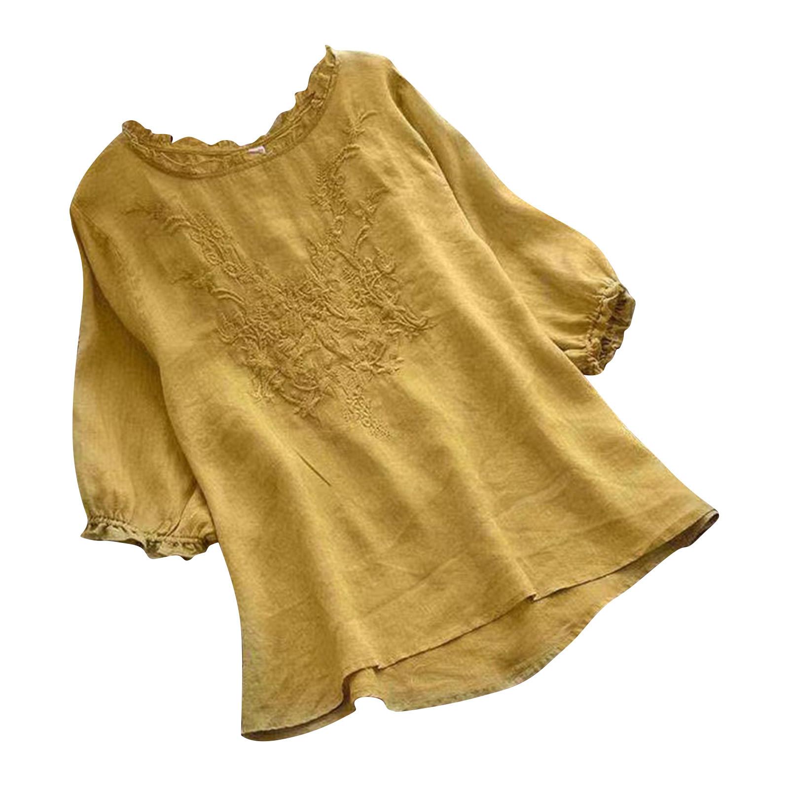 

Женские модные повседневные топы, однотонные рубашки, пуловеры с круглым вырезом, футболки XL жёлтый