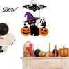 Halloween Gift for Friends Wooden Welcome Door Sign, Pumpkin Ghost Bat Hanging Decor Yard, Home Party Entrance Rustic Wood Art Sign
