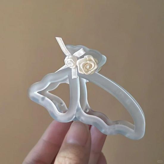 Hair Claw Hollow Butterflies Design 3D Rose Flower Decor Hair Clip Non-slip Teeth