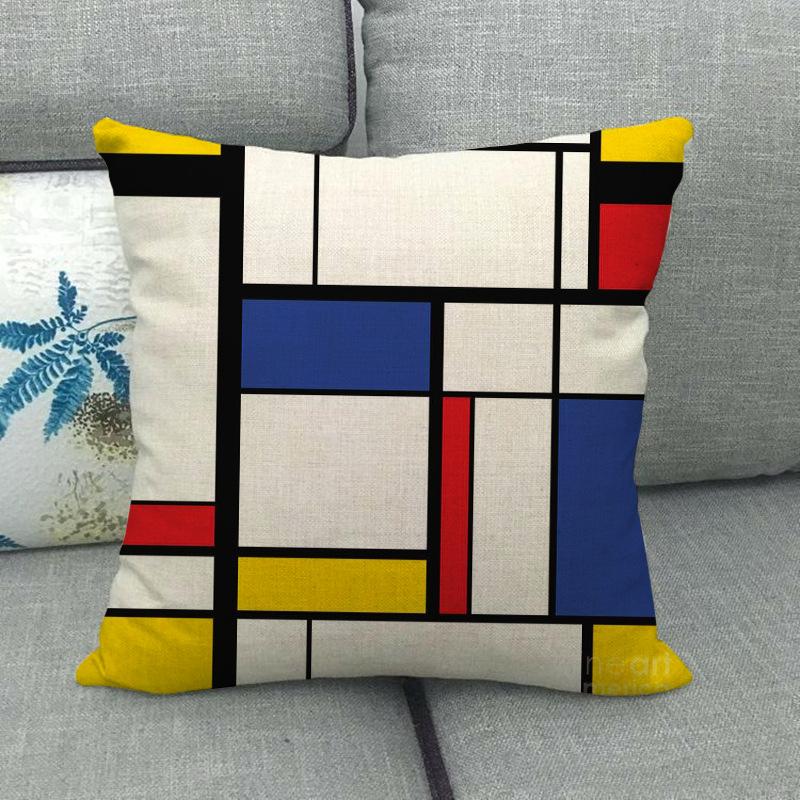 Nordic Geometric Pattern Digital Printing Short Plush Pillow Covers Decorative For Car Sofa Office Cushion Cover Home Goods
