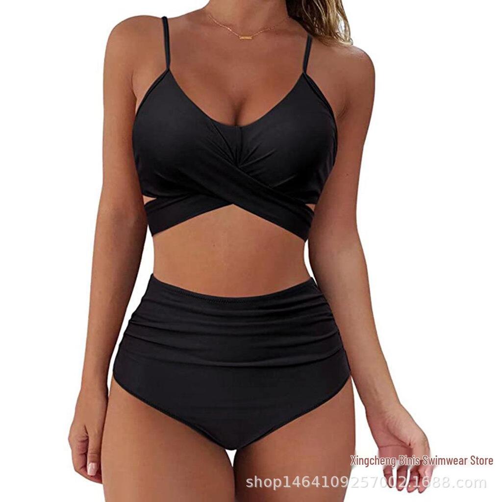 Women's Sexy Leopard Print High Waist Crossover Bikini Swimwear (2022)