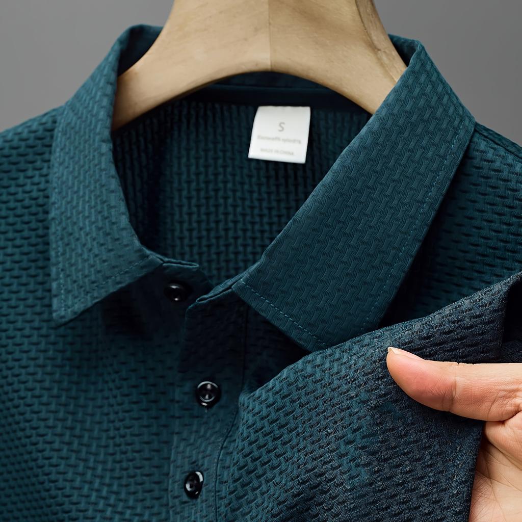 Polo Shirt for Men - Men's Textured Polo Shirt Breathable Performance, Short Sleeve Mens Golf Work Casual Tops