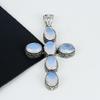 Mleczny Opal Kamień Szlachetny Wisiorek Srebro Próby 925 - Ręcznie Wykonany Wzór Krzyża, Biżuteria do Noszenia na Co Dzień, Unikalny Mleczny Opal Wisiorek Prezenty Ślubne
