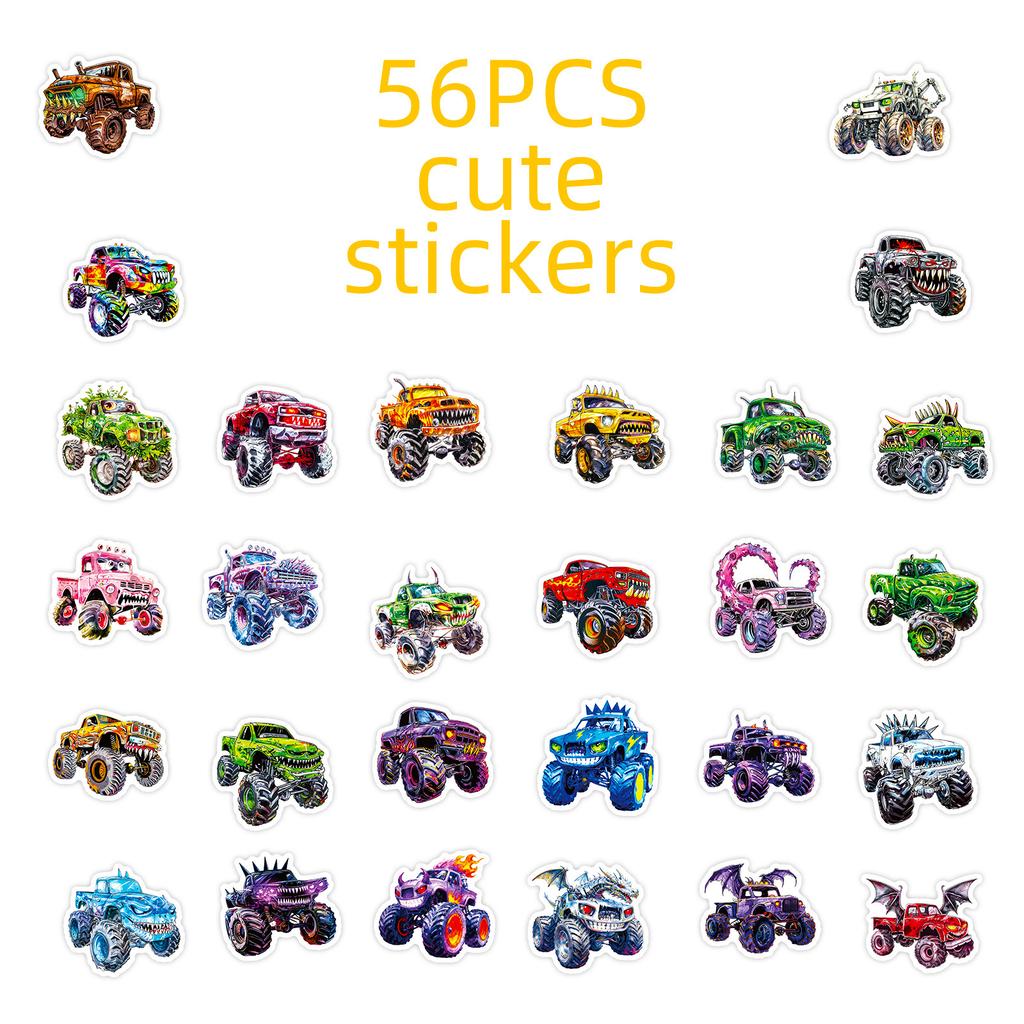 56 Wild Monster Truck Stickers Domineering Giant Tires Colorful Appearance Trendy Play Style Personality Decoration