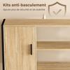 High Kitchen Buffet, 3 Soft-Close Doors, Drawer, Worktop, Open Shelves, Natural